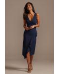  Sheath/Column V-neck Sleeveless Ruffles Split Tea-length Short Bridesmaid Dresses