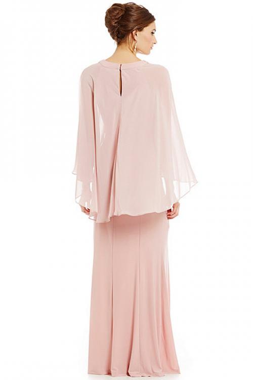 Floor-length Sheath/Column Jewel Neckline Beaded Long Chiffon Mother of the Bride Dress