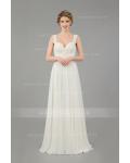 SHoulder Straps Informal Casual Long A-line Ivory Chiffon Wedding Dress