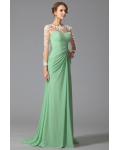  long sleeve lacy looks ruching sweep/brush train split chiffon evening dresses long