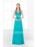 Haleter Beading Empire A-line Turquoise Long Chiffon Junior Prom Dress