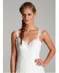 Simple Lace Spaghetti Straps Long Chiffon Wedding Dress 