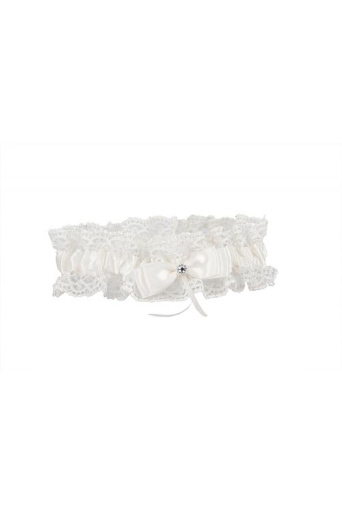 Embroidered White And Blue Girl's Garter With Butterfly Knot And Pearl 34*66CM