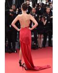 Bella Hadid Sexy Cannes Film Festival Red Hater Neck Satin Prom Dress 