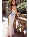 Simple Pale Pink Mermaid Strapless Sleeveless Floor-length Long Satin Bridesmaid Dresses