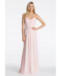 Hot Sale Blush Pleated Bodice Slim A-line Chiffon Bridesmaid Dress with Belt 