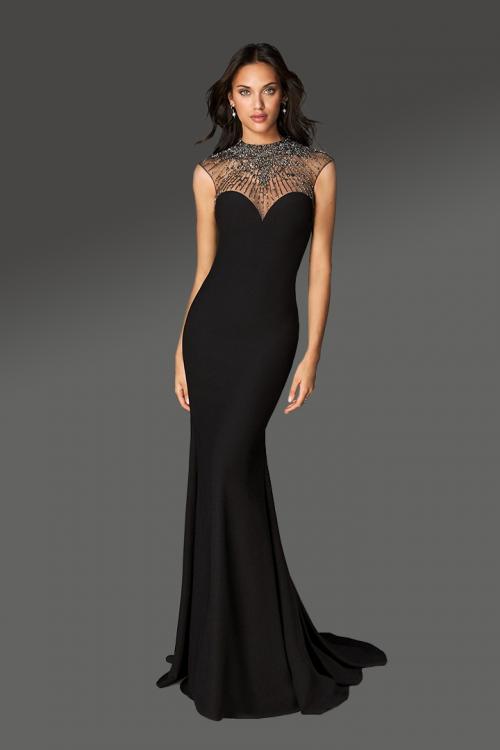  Trumpet/Mermaid Jewel Neckline Sleeveless Beading Sweep/Brush Train Long Jersey Cocktail Dresses