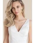 Two Piece A-line V-neck Sleeveless Sweep/Brush Train Long Wedding Dresses