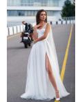  A-line Shoulder Straps Sweetheart Pearl Detailing Split Floor-length Long Wedding Dresses
