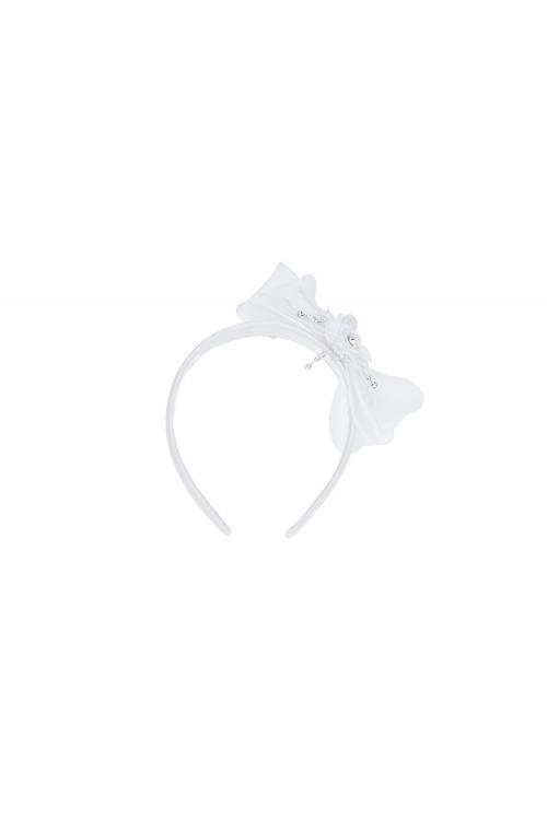 Pearl Flower White Child Hair Accessories With Embroidery