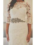 3/4 Long Sleeved Bateau Neck Mermaid Lace Wedding Dress