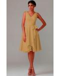 Knee-length V-neck Natural Chiffon A-line Bridesmaid Dresses