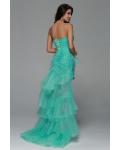 High Low Beading A-line Tulle Prom Dress 