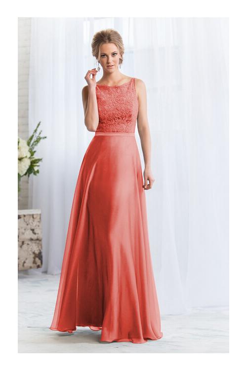 Exquisite Bateaul Neck Sleeveless A-line Chiffon Bridesmaid Dress 