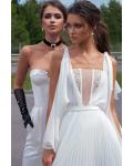  A-line Shoulder Straps Long Sleeve Beading Lace Pleated Floor-length Long Wedding Dresses