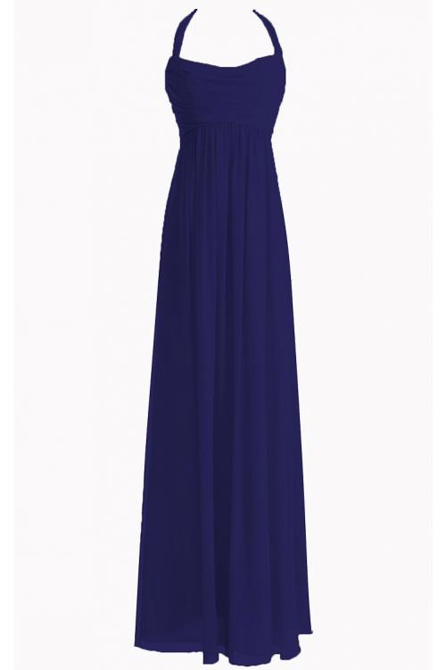 Chiffon Floor-length Natural Halter Zipper Bridesmaid Dresses