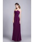 Simple Sweetheart Sleeveless Ruching Floor length Long Chiffon Bridesmaid Dress