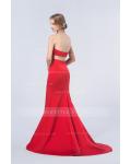 Red Sheath Jewel Sleeveless Beading Split Long Red Prom Dress