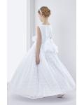  Ball Gown Sleeveless Floor-length Lace Fabric Communion Dress with Hand Made Flowers 
