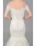  Mermaid Off-the-shoulder Short Sleeve Lace Sweep/Brush Train Wedding Dresses