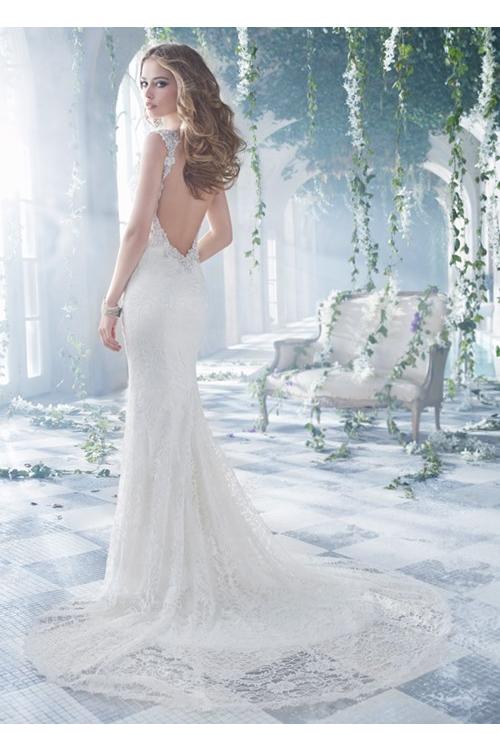 V Neck Sparkle Embroidery Sheath Lace Patterns Wedding Dress 