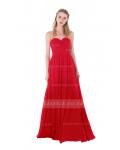 Red Long Pleated A-line Sweetheart Chiffon Beach Bridesamid Dress