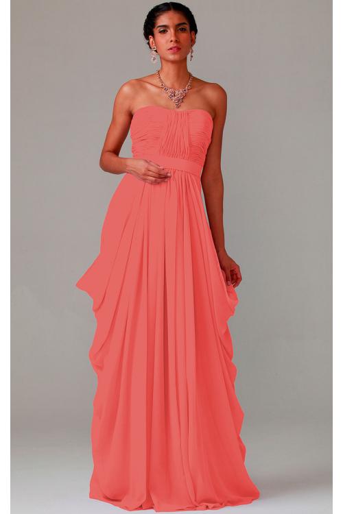 Zipper Chiffon Floor-length Strapless A-line Bridesmaid Dresses