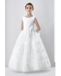 Nectarean Ball Gown Sleeveless Bow(s) Floor-length Organza Communion Dresses 