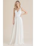 Two Piece A-line V-neck Sleeveless Sweep/Brush Train Long Wedding Dresses