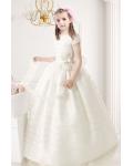 Nectarean Ball Gown Short Sleeve Bow(s) Floor-length Organza Communion Dresses 