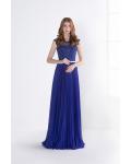 Royal Blue Sleeveless Beading A-line Long Chiffon Prom Dress 