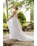 Beautiful V Neck A-line Princess Wedding Dress Lace Appliques with Sash