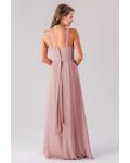  A-line Shoulder Straps Sleeveless Ruching Floor-length Long Chiffon Criss-cross Neckline Bridesmaid Dresses