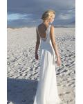 V Neck A-line Ivory Chiffon Wedding Dress with Lace 