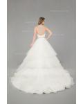 Sparkly Beaded Spaghetti Straps Long A-line Cascading Organza Ivory Wedding Dress