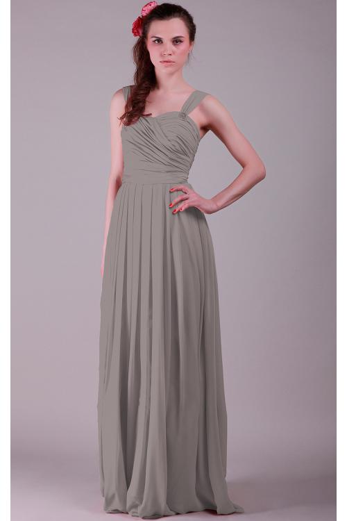 Chiffon Lace-up Sleeveless Natural Floor-length Bridesmaid Dresses