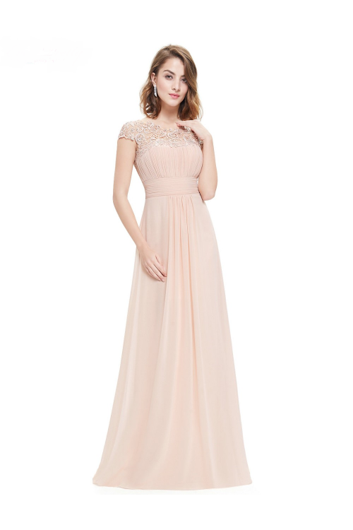 Vintage Floor-lengthA-line Cap Sleeve Bateau Neck Bridesmaid Dresses