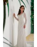 Charming A-line V Neck Long Sleeved Chiffon Wedding Dress 