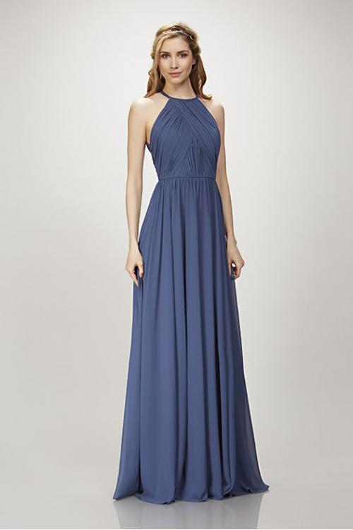 Sexy Halter Neck Sleeveless A-line Bridesmaid Dress for Beach Wedding 