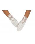 Short Ivory Wedding Gloves With Exquisite Lace Embroider On The Back Of Hand 2BL