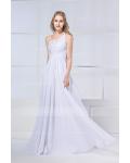  A-line One Shoulder Beading Sweep/Brush Train Chiffon Wedding Dresses 