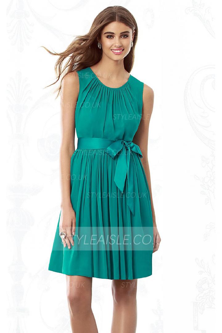 Sleeveless Jewel Knee-length None Chiffon Bridesmaid Dresses