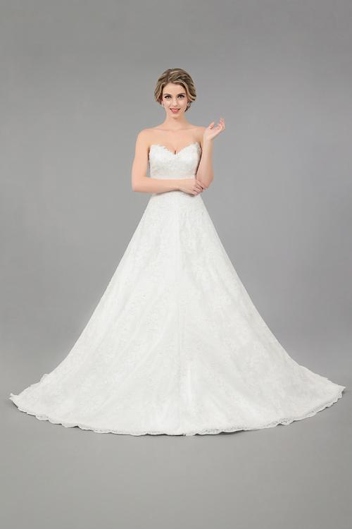  A-line Strapless Sequins Sweep/Brush Train Wedding Dresses