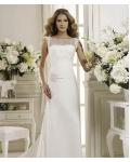 Simple Sheath/Column Bateau Straps Beading Sweep/Brush Train Chiffon Wedding Dresses 