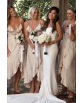 Ivory Strapless Sleeveless Cathedral Train Long Satin Wedding Dresses