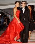 2009 Met Ball Red Carpet Red High Low Ruffles Prom Dress 