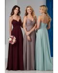  A-line Beading Spaghetti Straps Sleeveless Empire Waist Ruching Floor-length Long Chiffon Bridesmaid Dress