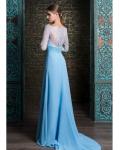 Vintage Lace Off Shoulder Slim A-line Long Chiffon Prom Evening Dress