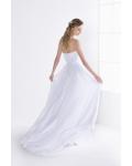 Simple Strapless Sweetheart Pleated Bodice Higjh Split Long Chiffon Wedding Dress 