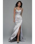Halter Neck Split Long Stretch Satin Evening Dress 